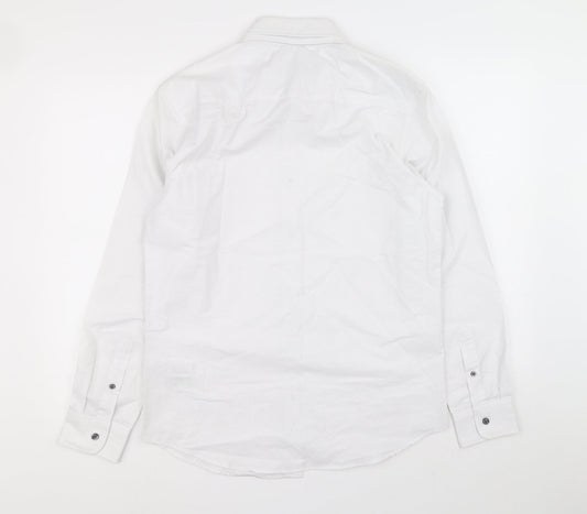 The Collection Mens White Cotton Button-Up Size M Collared Button