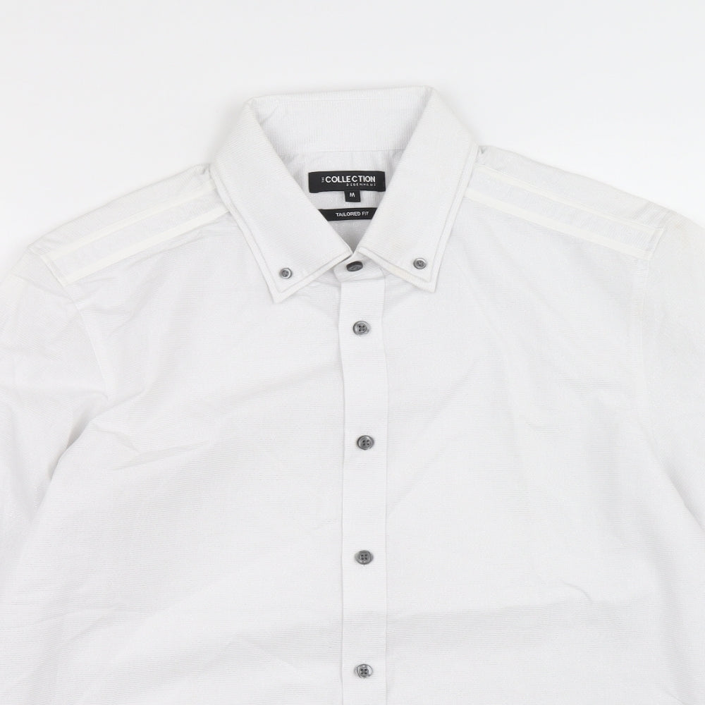 The Collection Mens White Cotton Button-Up Size M Collared Button