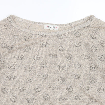 Womens UK Size 14 New Look Brown Henley Jumper