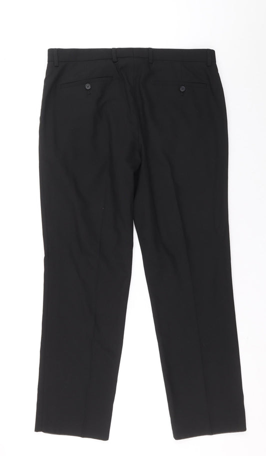 Preworn Mens Black Polyester Carrot Trousers L28 in Regular Zip