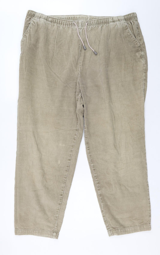 Preworn Mens Beige Cotton Trousers L31 in Regular Drawstring