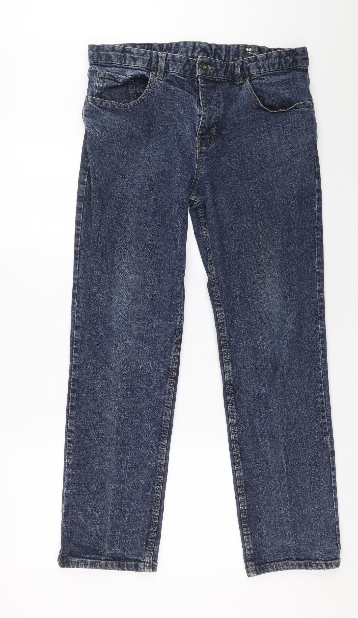 Mens UK Size  Preworn Regular Fit Straight Blue Jeans