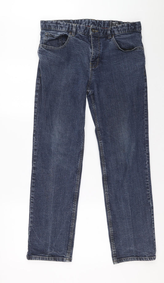 Mens UK Size  Preworn Regular Fit Straight Blue Jeans