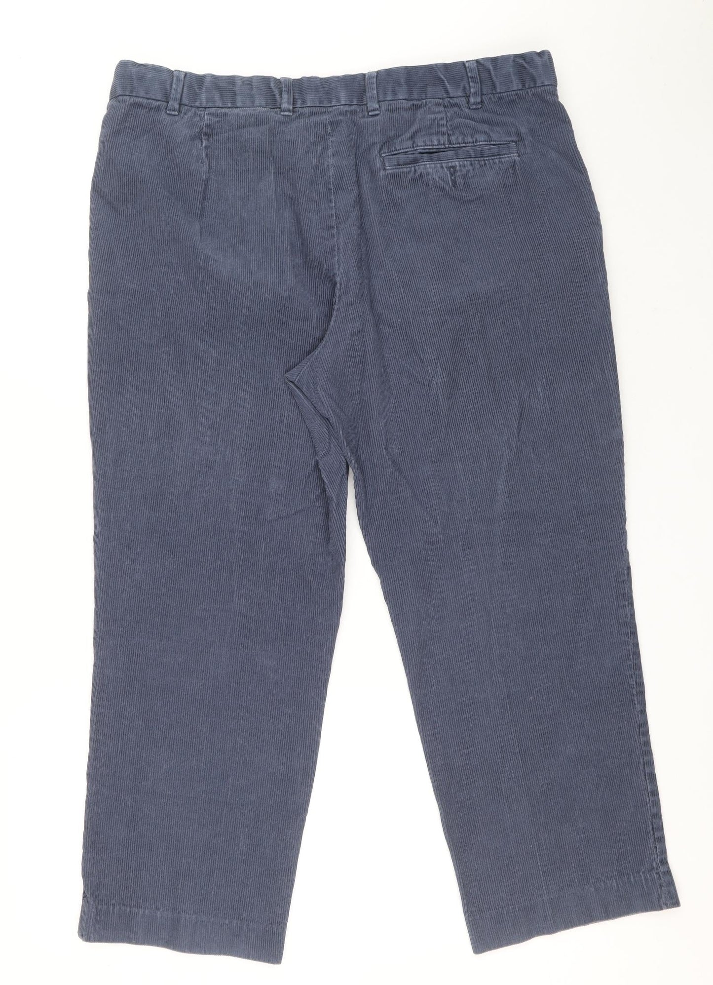 Marks and Spencer Mens Blue Cotton Trousers L29 in Regular Zip