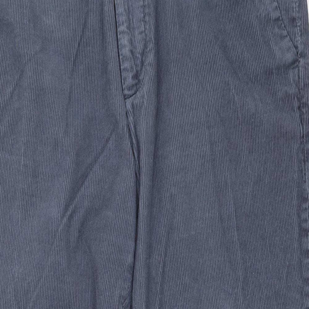 Marks and Spencer Mens Blue Cotton Trousers L29 in Regular Zip