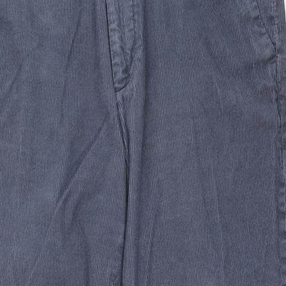 Marks and Spencer Mens Blue Cotton Trousers L29 in Regular Zip