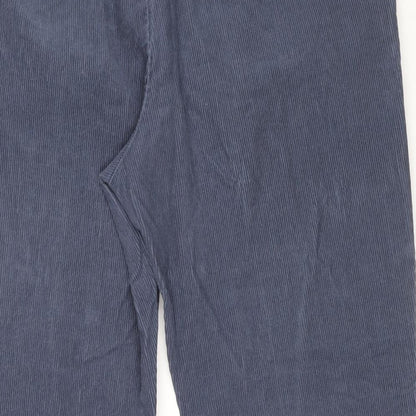Marks and Spencer Mens Blue Cotton Trousers L29 in Regular Zip