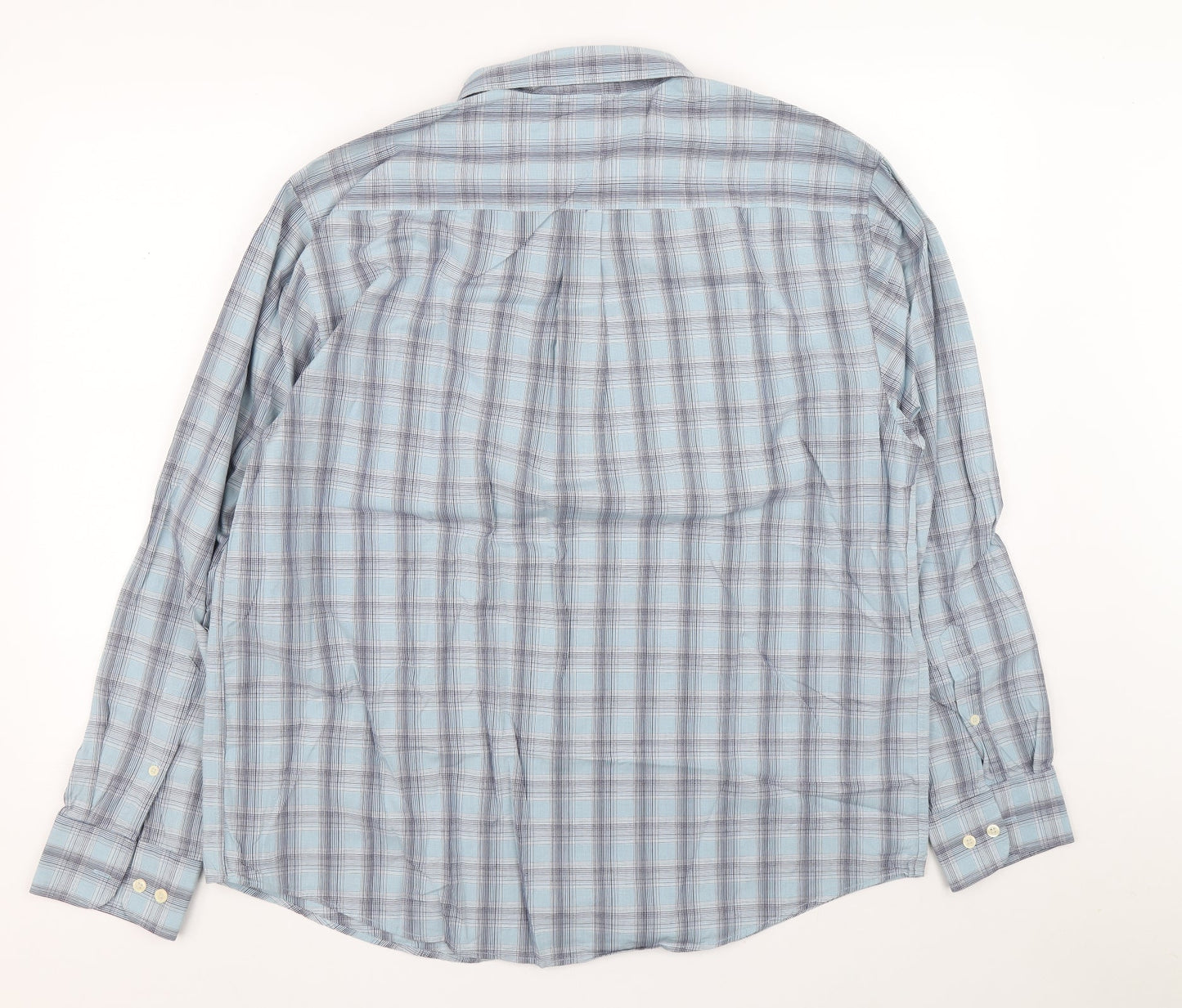 TU Mens Blue Plaid Cotton Button-Up Size XL Collared Button