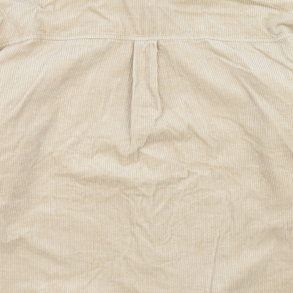 George Mens Beige Cotton Button-Up Size 14 Collared Button