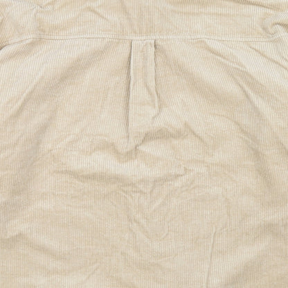 George Mens Beige Cotton Button-Up Size 14 Collared Button
