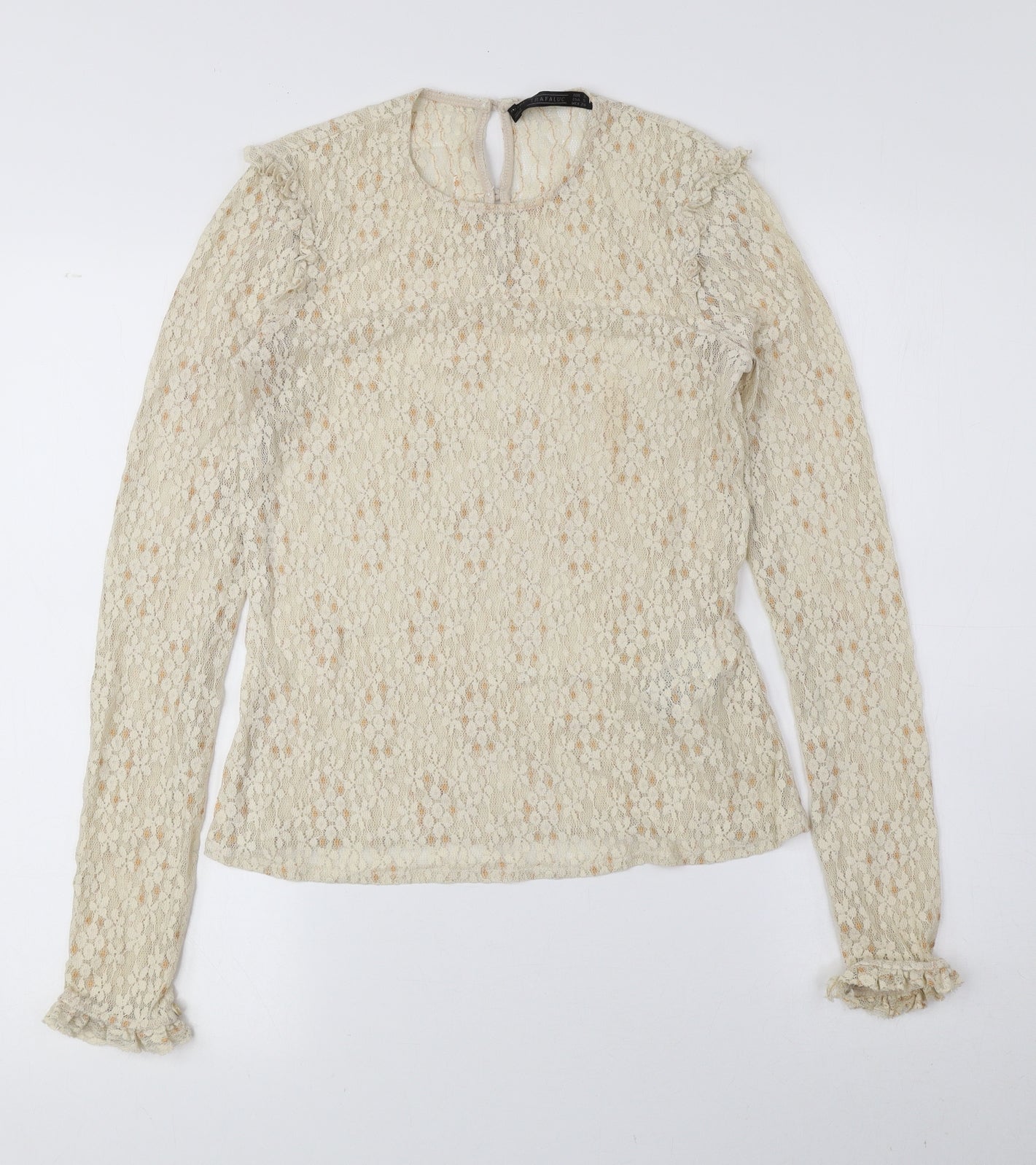 Womens UK Size S Trafaluc Beige Basic Blouse