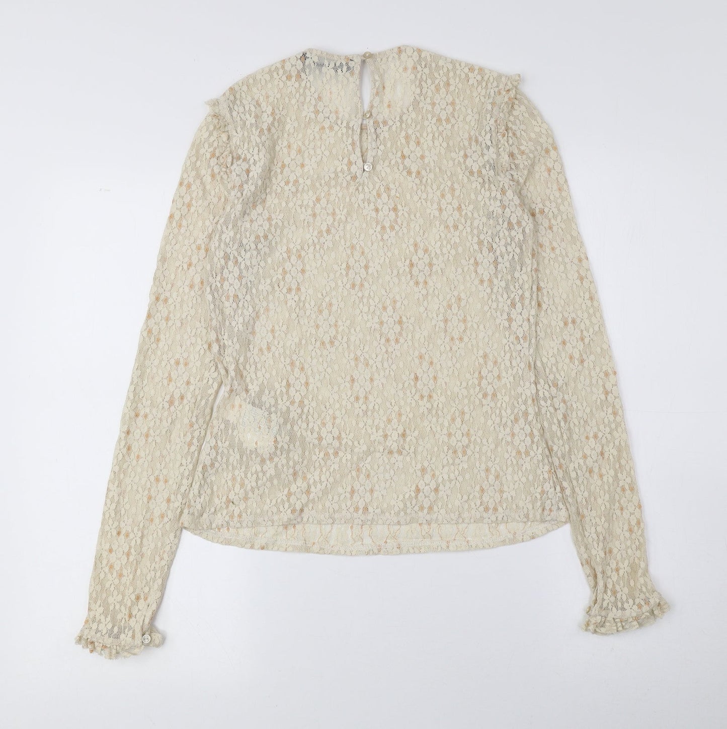 Womens UK Size S Trafaluc Beige Basic Blouse