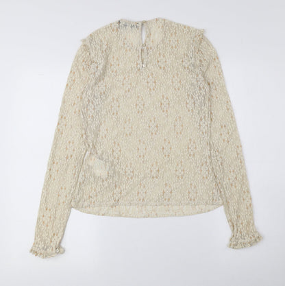 Womens UK Size S Trafaluc Beige Basic Blouse