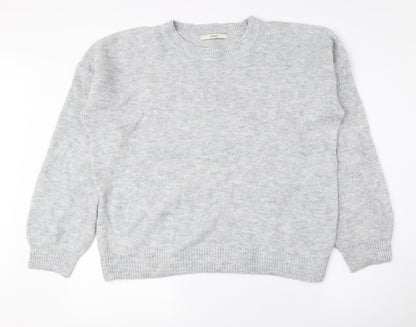 George Womens Grey Round Neck Acrylic Pullover Jumper Size L