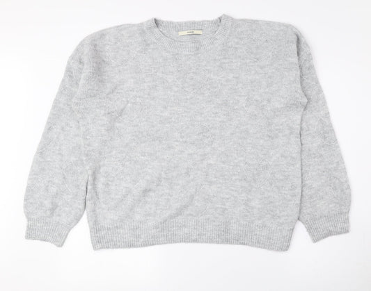 George Womens Grey Round Neck Acrylic Pullover Jumper Size L