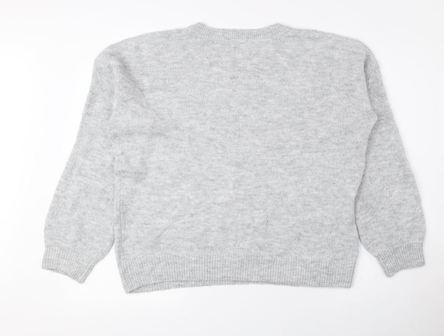 George Womens Grey Round Neck Acrylic Pullover Jumper Size L