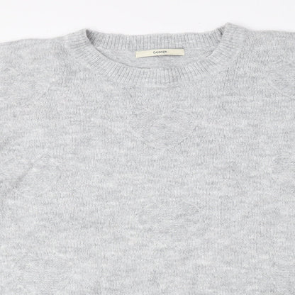 George Womens Grey Round Neck Acrylic Pullover Jumper Size L