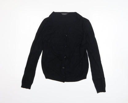 Dorothy Perkins Womens Black Viscose Basic Button-Up Size 10 Round Neck