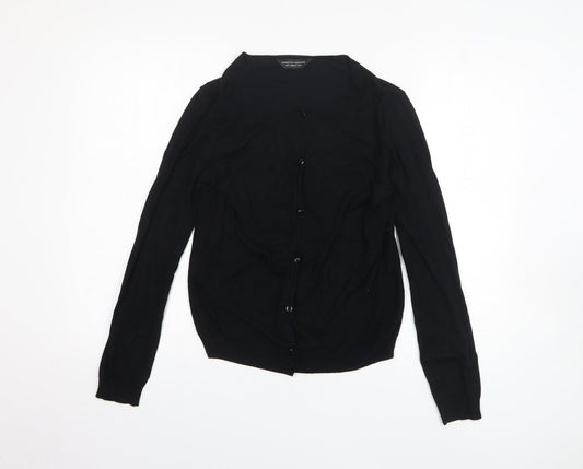 Dorothy Perkins Womens Black Viscose Basic Button-Up Size 10 Round Neck