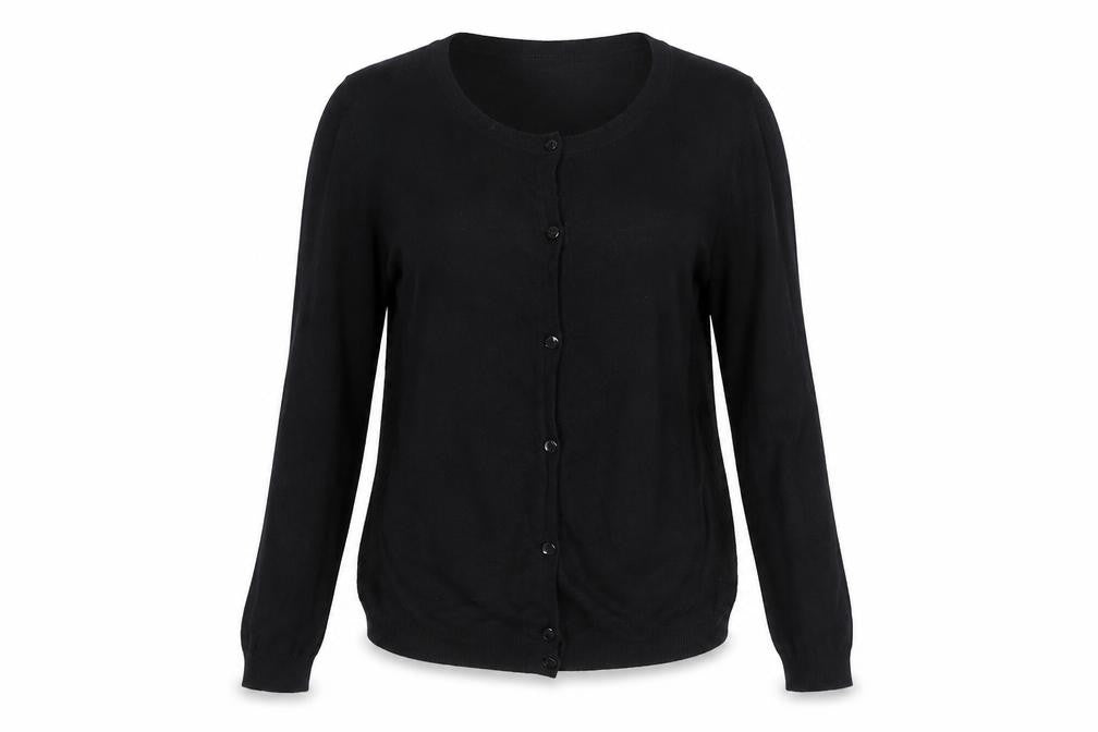 Dorothy Perkins Womens Black Viscose Basic Button-Up Size 10 Round Neck