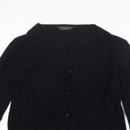 Dorothy Perkins Womens Black Viscose Basic Button-Up Size 10 Round Neck