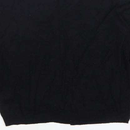Dorothy Perkins Womens Black Viscose Basic Button-Up Size 10 Round Neck