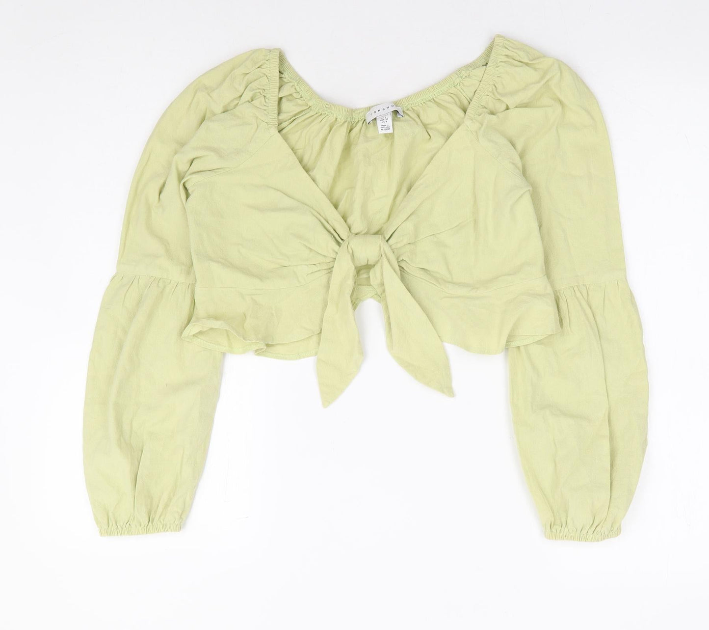 Womens UK Size 8 Topshop Green Cropped Blouse
