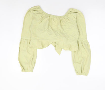 Womens UK Size 8 Topshop Green Cropped Blouse