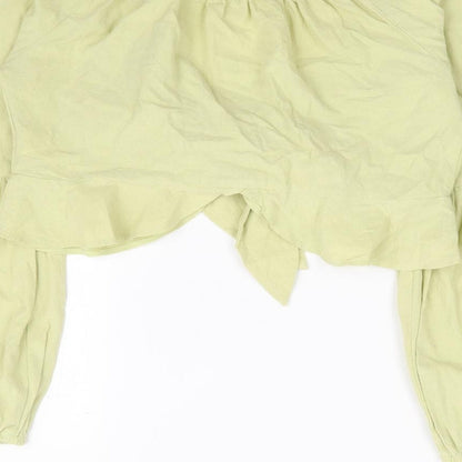 Womens UK Size 8 Topshop Green Cropped Blouse