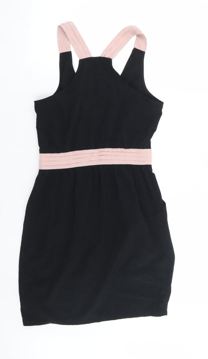 Mango Womens Black Polyester A-Line Size XS Scoop Neck Zip - Racer Back