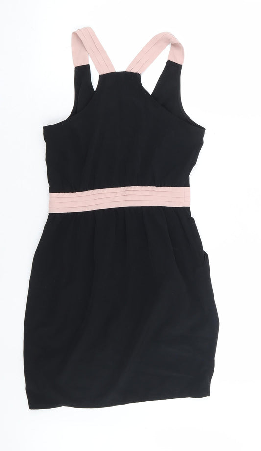 Mango Womens Black Polyester A-Line Size XS Scoop Neck Zip - Racer Back