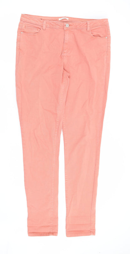 Promod Womens Pink Cotton Skinny Jeans Size 34 in L31 in Regular Zip