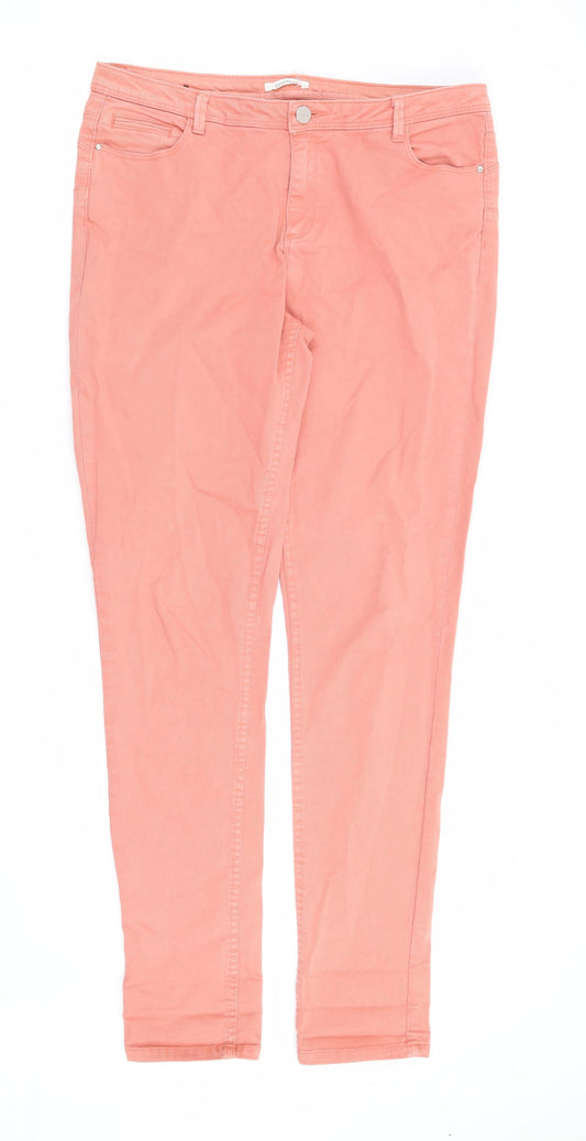 Promod Womens Pink Cotton Skinny Jeans Size 34 in L31 in Regular Zip