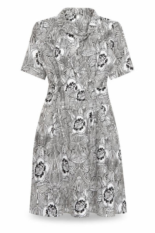World Womens Black Floral Linen Wrap Dress Size XS Collared Button