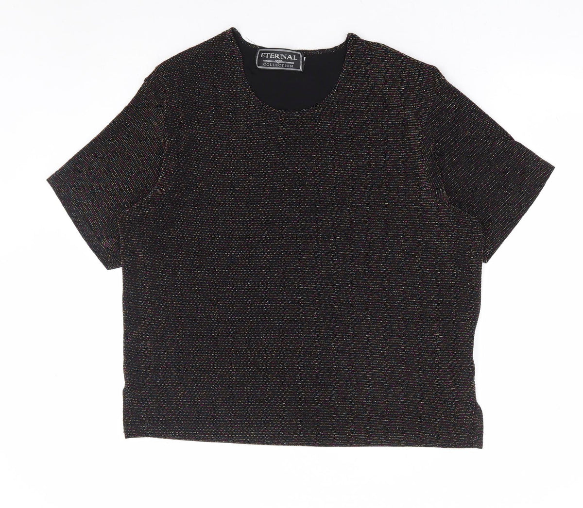 Ethernal Collection Womens Black Nylon Basic T-Shirt Size 18 Round Neck