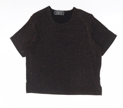 Ethernal Collection Womens Black Nylon Basic T-Shirt Size 18 Round Neck