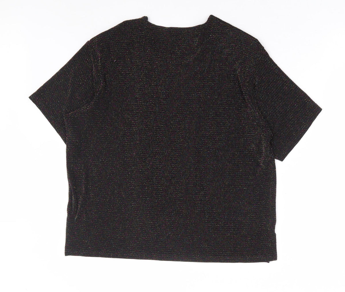 Ethernal Collection Womens Black Nylon Basic T-Shirt Size 18 Round Neck