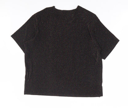 Ethernal Collection Womens Black Nylon Basic T-Shirt Size 18 Round Neck