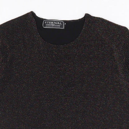 Ethernal Collection Womens Black Nylon Basic T-Shirt Size 18 Round Neck