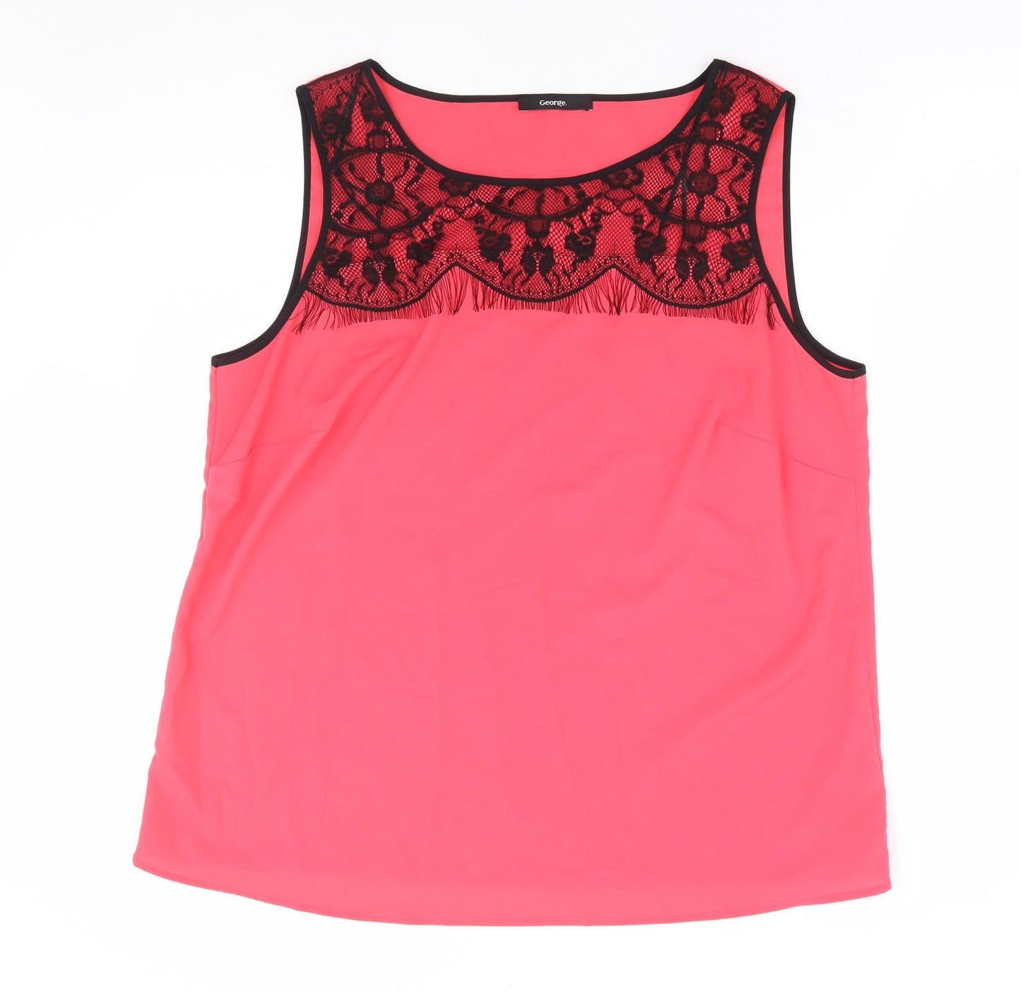 George Womens Pink Polyester Basic Blouse Size 18 Round Neck - Lace Detail