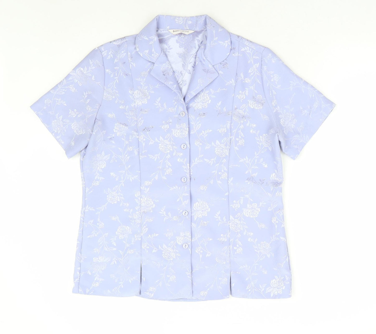 Womens UK Size 12 Bonmarché Purple Basic Button-Up