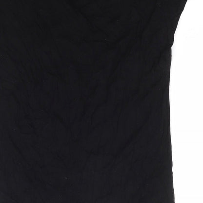 TU Womens Black Polyester Basic Blouse Size 10 V-Neck