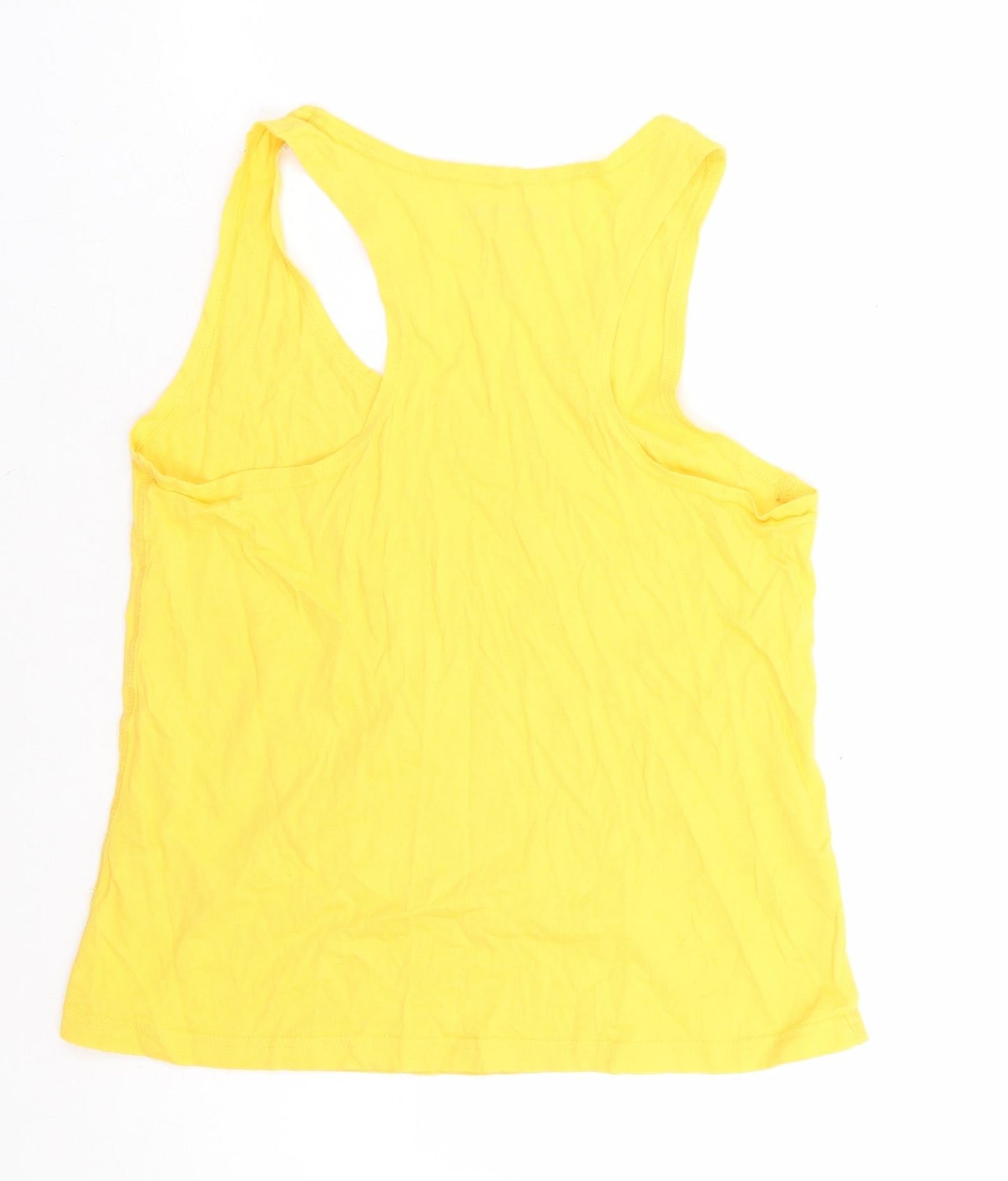 Primark Womens Yellow 100% Cotton Basic T-Shirt Size 10 Scoop Neck - Minnie Mouse Friday Feels