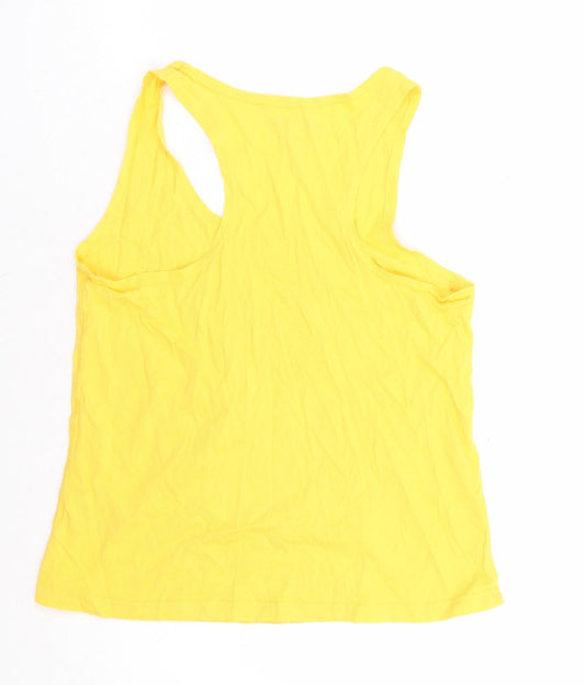 Primark Womens Yellow 100% Cotton Basic T-Shirt Size 10 Scoop Neck - Minnie Mouse Friday Feels