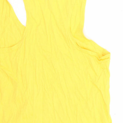 Primark Womens Yellow 100% Cotton Basic T-Shirt Size 10 Scoop Neck - Minnie Mouse Friday Feels