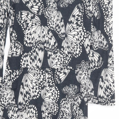 Phase Eight Womens Grey Geometric Viscose Wrap Dress Size 10 V-Neck Pullover - Butterfly Faux Wrap
