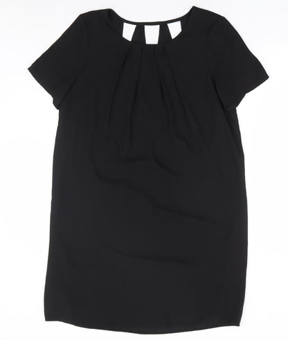 Tu Womens Black Polyester Shift Size 12 Round Neck Pullover - Cut Out Back Detail