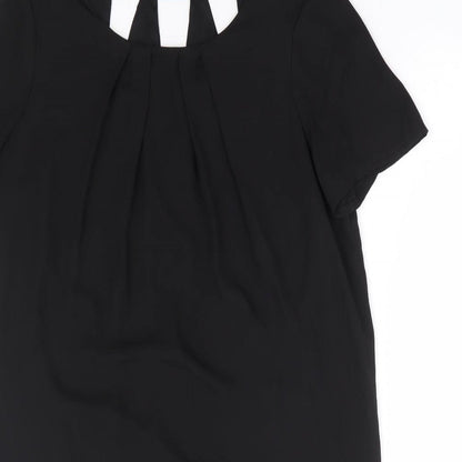 Tu Womens Black Polyester Shift Size 12 Round Neck Pullover - Cut Out Back Detail