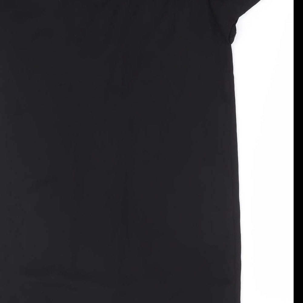 Tu Womens Black Polyester Shift Size 12 Round Neck Pullover - Cut Out Back Detail