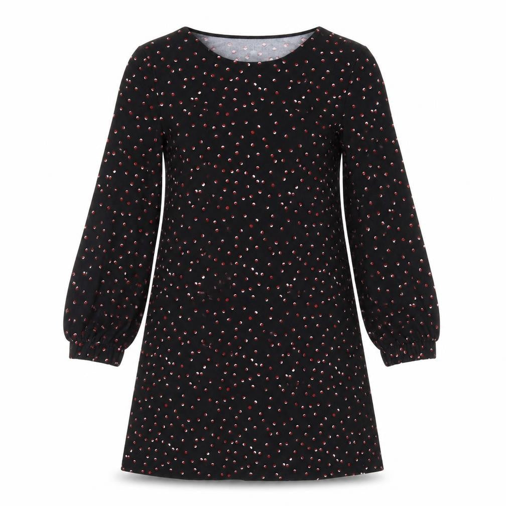 Mango Womens Black Polka Dot Polyester A-Line Size XS Round Neck Pullover
